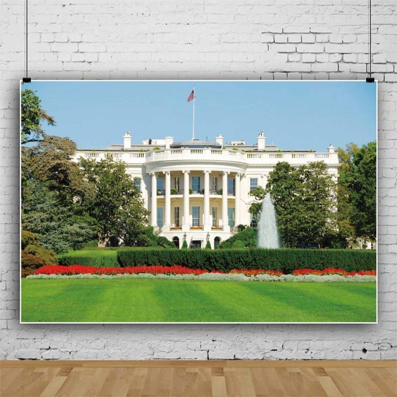 DASHAN 7x5ft Polyester White House Washington DC Backdrop United States of America Capital City Landmark White House Photography Background USA Party Decor Kids Adult Portrait YouTube Photo Props - Image 2